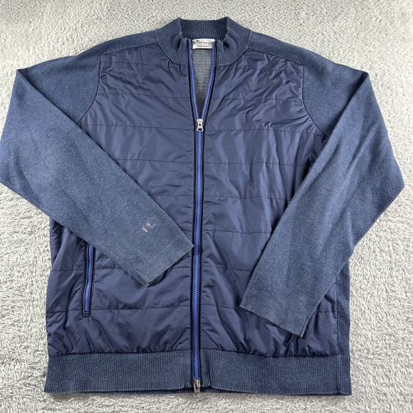 Peter‎ Millar Sweater Mens Large Blue Full Zip Crown Comfort Mock Neck Golf - Picture 1 of 15